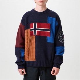 Блуза NAPAPIJRI Patchwork Sweater - Blue MP1 блуза,мъжки,тениски,napapijri,patchwork,sweater,blue,mp1