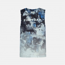 Firetrap Men's Sub Lightning Print Cotton Muscle Vest - Navy Skull мъжки,потници,всички,йога,и,пилатес,аксесоари,и,облекла,firetrap,men's,sub,lightning,print,cotton,muscle,vest,navy,skull