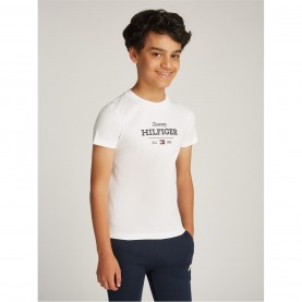 тениска,детски,3/4,панталони,tommy,hilfiger,kids',monotype,short,sleeve,t,shirt,white,ybr