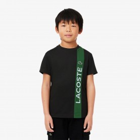 Тениска Lacoste Kids Ultra Dry Print Branding Regular Fit T-Shirt - Black GI8 тениска,lacoste,kids,ultra,dry,print,branding,regular,fit,t,shirt,black,gi8