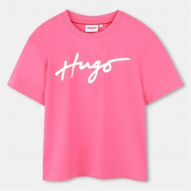 тениска,детски,3/4,панталони,hugo,kids',logo,t,shirt,pink,48t