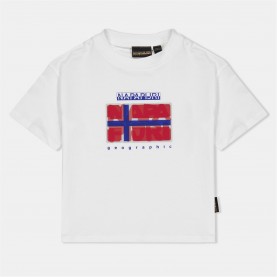 тениска,детски,3/4,панталони,napapijri,kids',sella,short,sleeve,t,shirt,white,heron,206