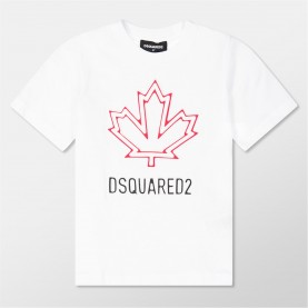 юношеска,тениска,детски,3/4,панталони,dsquared2,logo,t,shirt,juniors,white,dq100