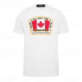мъжки,тениски,dsquared2,canada,flag,printed,tee,white