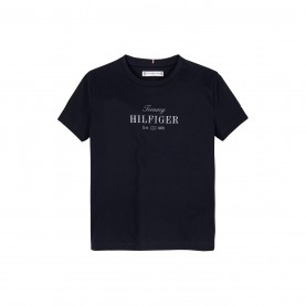 тениска,детски,3/4,панталони,tommy,hilfiger,kids',script,short,sleeve,t,shirt,night,navy,c1g