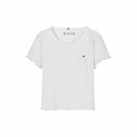 тениска,детски,3/4,панталони,tommy,hilfiger,kids',essential,rib,ribbed,short,sleeve,t,shirt,white,ybr