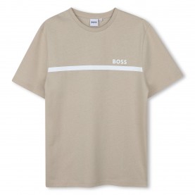 Тениска Boss Kids Small Logo T-Shirt - Stone тениска,детски,тениски,boss,kids,small,logo,t,shirt,stone