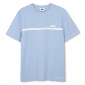 Тениска Boss Kids Small Logo T-Shirt - Light Blue тениска,детски,тениски,boss,kids,small,logo,t,shirt,light,blue