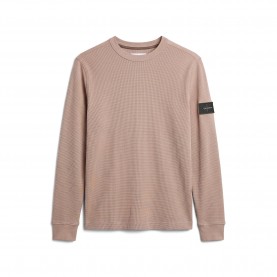 Тениска Calvin Klein Jeans Mens Waffle Badge Cotton Long-Sleeve T-Shirt - Roasted Cashew тениска,мъжки,тениски,calvin,klein,jeans,men,s,waffle,badge,cotton,long,sleeve,t,shirt,roasted,cashew