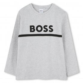 детска,тениска,детски,тениски,boss,long,sleeve,logo,print,t,shirt,junior,boys,grey,a32