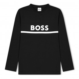 детска,тениска,детски,тениски,boss,long,sleeve,logo,print,t,shirt,junior,boys,black,09b