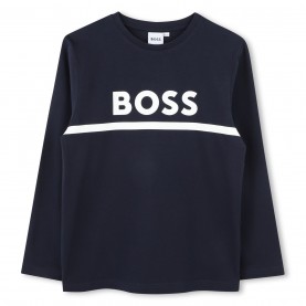 детска,тениска,детски,тениски,boss,long,sleeve,logo,print,t,shirt,junior,boys,navy,849