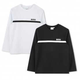 детска,тениска,детски,тениски,boss,2,pack,logo,t,shirt,junior,boys,black,white,m41