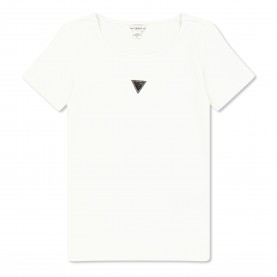 Тениска Guess Kids Knitted Logo Slim Fit T-Shirt - Pure White тениска,guess,kids,knitted,logo,slim,fit,t,shirt,pure,white