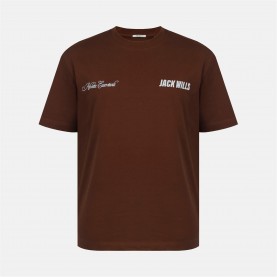Тениска Jack Wills Men's Script Mix Cotton Short Sleeve Oversized T-Shirt - Chocolate тениска,мъжки,тениски,jack,wills,men's,script,mix,cotton,short,sleeve,oversized,t,shirt,chocolate