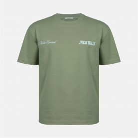 Тениска Jack Wills Men's Script Mix Cotton Short Sleeve Oversized T-Shirt - Sage Green тениска,мъжки,тениски,jack,wills,men's,script,mix,cotton,short,sleeve,oversized,t,shirt,sage,green