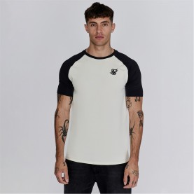 тениска,мъжки,тениски,siksilk,raglan,t,shirt,ecru,black
