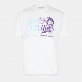 тениска,мъжки,тениски,replay,replay,surf,tee,sn52,white