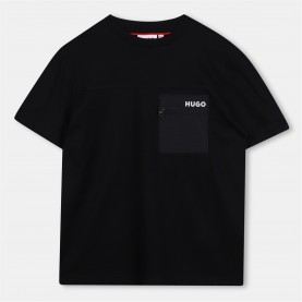 тениска,детски,облекла,hugo,hugo,pocket,tee,jn54,black,09b