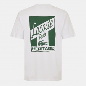 Тениска Lacoste Mens Graphic Regular Fit T-Shirt - White 001 тениска,мъжки,тениски,lacoste,men,s,graphic,regular,fit,t,shirt,white,001