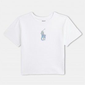 юношеска,тениска,детски,3/4,панталони,polo,ralph,lauren,logo,t,shirt,juniors,white