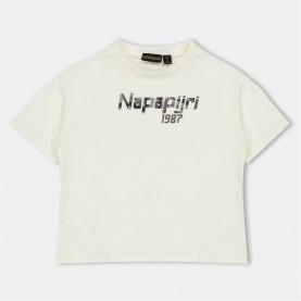 юношеска,тениска,детски,3/4,панталони,napapijri,primiero,shot,sleeve,t,shirt,junior,white,206