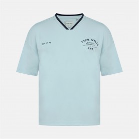 Тениска Jack Wills Men's V-Neck Short Sleeve Oversized T-Shirt - Baby Blue тениска,мъжки,тениски,jack,wills,men's,v,neck,short,sleeve,oversized,t,shirt,baby,blue