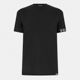 Тениска DSquared2 Mens DSQ Band Logo Slim Fit T-Shirt - Black тениска,мъжки,тениски,dsquared2,men,s,dsq,band,logo,slim,fit,t,shirt,black