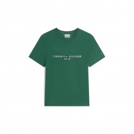 Тениска Tommy Hilfiger Logo Crew Neck T Shirt - Street Green тениска,мъжки,тениски,tommy,hilfiger,logo,crew,neck,t,shirt,street,green