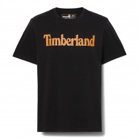 Тениска Timberland Mens Northwood Wordmark Logo Cotton Short-Sleeve T-Shirt - Blck/Wheat тениска,мъжки,тениски,timberland,men,s,northwood,wordmark,logo,cotton,short,sleeve,t,shirt,blck,wheat