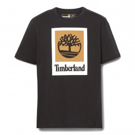 Тениска Timberland Mens Stack Logo Cotton Short-Sleeve T-Shirt - Black тениска,мъжки,тениски,timberland,men,s,stack,logo,cotton,short,sleeve,t,shirt,black