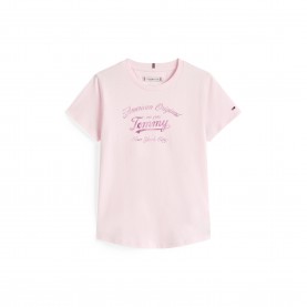 Тениска Tommy Hilfiger Kids Script T-Shirt - Light Pink TOG тениска,tommy,hilfiger,kids,script,t,shirt,light,pink,tog