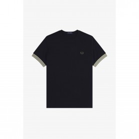 Тениска Fred Perry Stripe Cuff T-Shirt - Black 184 тениска,мъжки,тениски,fred,perry,stripe,cuff,t,shirt,black,184