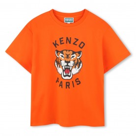 детска,тениска,детски,3/4,панталони,kenzo,unisex,kids',tiger,short,sleeve,t,shirt,orange