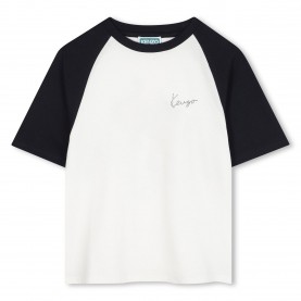 Тениска Kenzo Kids Contrast Regular Fit T-Shirt - Cream тениска,kenzo,kids,contrast,regular,fit,t,shirt,cream