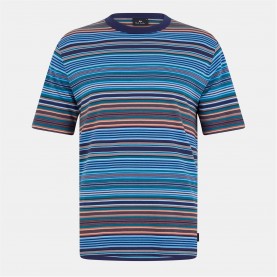Тениска PS Paul Smith Men's Regular Fit Stripe T-Shirt - Blue 45 тениска,облекла,на,разпродажба,мъжки,тениски,ps,paul,smith,men's,regular,fit,stripe,t,shirt,blue,45