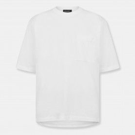 Тениска DSquared2 Mens DSQ Bk Logo Oversized T-Shirt - White тениска,мъжки,тениски,dsquared2,men,s,dsq,bk,logo,oversized,t,shirt,white