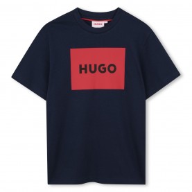 детска,тениска,детски,3/4,панталони,детски,облекла,hugo,unisex,kids,big,logo,cotton,short,sleeve,t,shirt,navy,blue