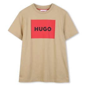 детска,тениска,детски,3/4,панталони,детски,облекла,hugo,unisex,kids,big,logo,cotton,short,sleeve,t,shirt,sand