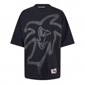 облекла,на,разпродажба,мъжки,тениски,palm,angels,palm,heart,loose,t,sn99,black,black