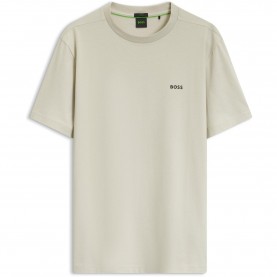 Тениска Boss Mens BOSS GREEN T-Shirt with Logo Design Stretch Cotton - Light Beige тениска,мъжки,блузи,с,яка,мъжки,тениски,мъжки,потници,boss,mens,boss,green,t,shirt,with,logo,design,stretch,cotton,light,beige