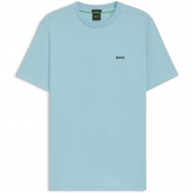 Тениска Boss Mens BOSS GREEN T-Shirt with Logo Design Stretch Cotton - Pastl Blue 455 тениска,мъжки,тениски,boss,mens,boss,green,t,shirt,with,logo,design,stretch,cotton,pastl,blue,455