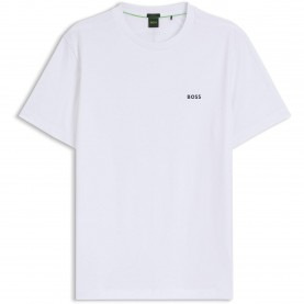 Тениска Boss Mens BOSS GREEN T-Shirt with Logo Design Stretch Cotton - White тениска,мъжки,тениски,boss,mens,boss,green,t,shirt,with,logo,design,stretch,cotton,white