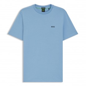 Тениска Boss Mens BOSS GREEN T-Shirt with Logo Design Stretch Cotton - Open Blue тениска,мъжки,тениски,boss,mens,boss,green,t,shirt,with,logo,design,stretch,cotton,open,blue