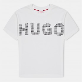 Тениска HUGO Kids' Logo Short Sleeve T-Shirt - White 10P тениска,детски,3/4,панталони,hugo,kids',logo,short,sleeve,t,shirt,white,10p