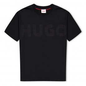 юношеска,тениска,детски,облекла,hugo,logo,short,sleeve,t,shirt,juniors,black,09b