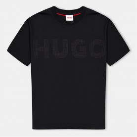 Тениска HUGO Kids' Logo Short Sleeve T-Shirt - Black 09B тениска,детски,3/4,панталони,hugo,kids',logo,short,sleeve,t,shirt,black,09b
