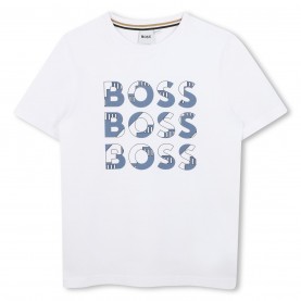 тениска,детски,3/4,панталони,boss,kids',chest,logo,t,shirt,white,10p