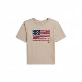 Тениска Polo Ralph Lauren Kids Flag T-Shirt - Dune Heather тениска,polo,ralph,lauren,kids,flag,t,shirt,dune,heather