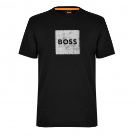 тениска,мъжки,тениски,boss,men's,orange,box,logo,cotton,short,sleeve,t,shirt,black,001